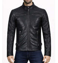 Men’s Black Slim Fit Biker Leather Jacket.