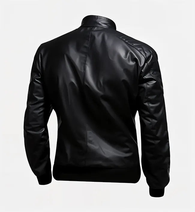 Men’s Black Biker Bomber Leather Jacket.