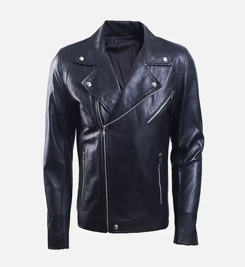 Men’s Black Leather Biker Jacket.
