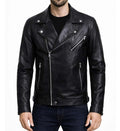 Men’s Black Leather Biker Jacket.