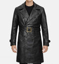 Men’s Black Leather Long Coat.
