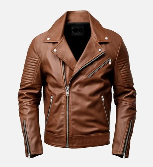 Men’s Brown Biker Leather Jacket.