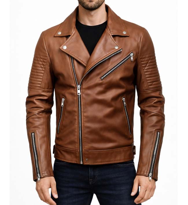 Men’s Brown Biker Leather Jacket.