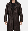 Men’s Dark Brown Leather Long Coat.