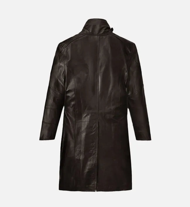 Men’s Dark Brown Leather Long Coat.