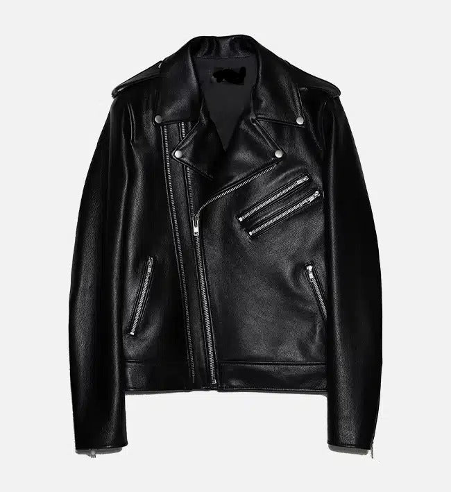 Men’s Double Zipper Black Biker Jacket.