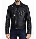 Men’s Double Zipper Black Biker Jacket.