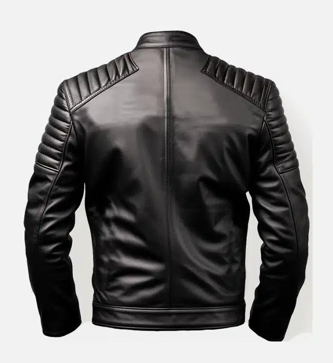Men’s Harvey Black Cafe Racer Leather Jacket.