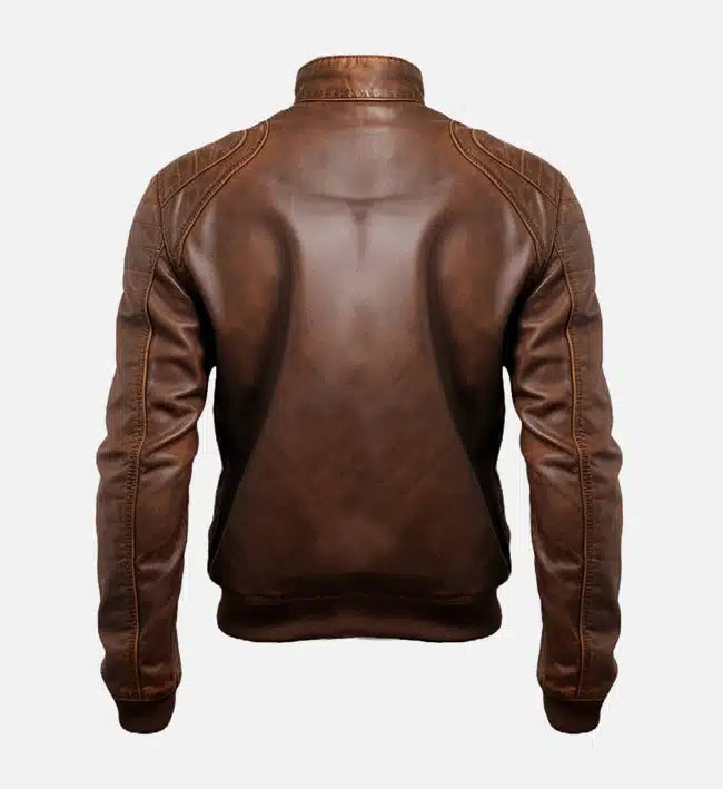 Men’s Jordan Brown Leather Bomber Jacket.