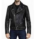 Men’s Minimal Black Biker Leather Jacket.
