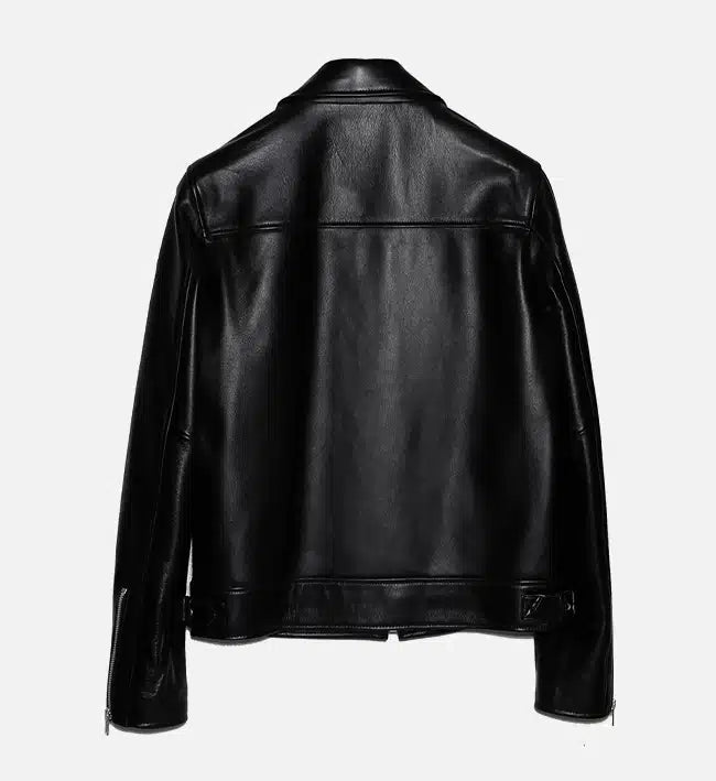 Men’s Minimal Black Leather Jacket.