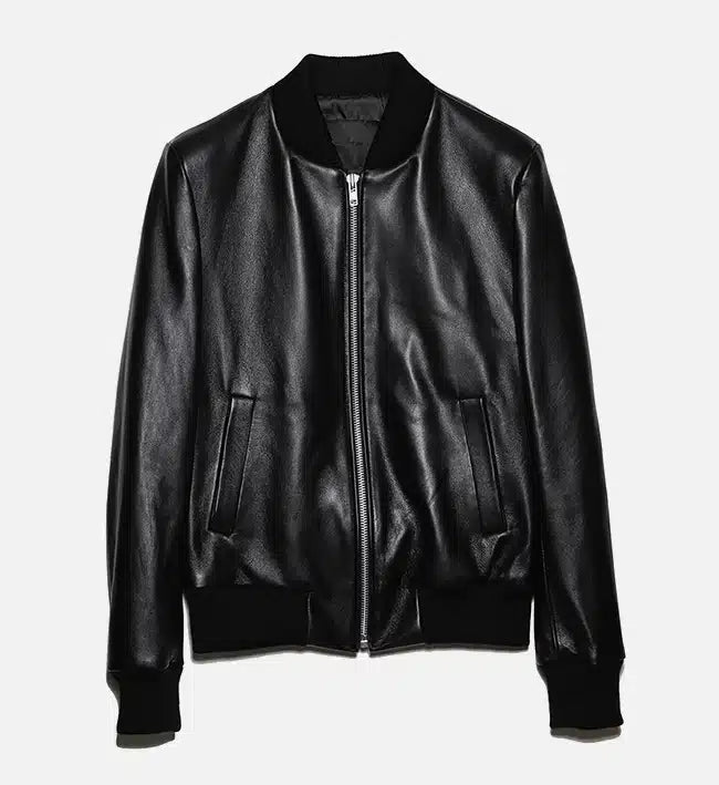 Men’s Black Leather Jumper Jacket.