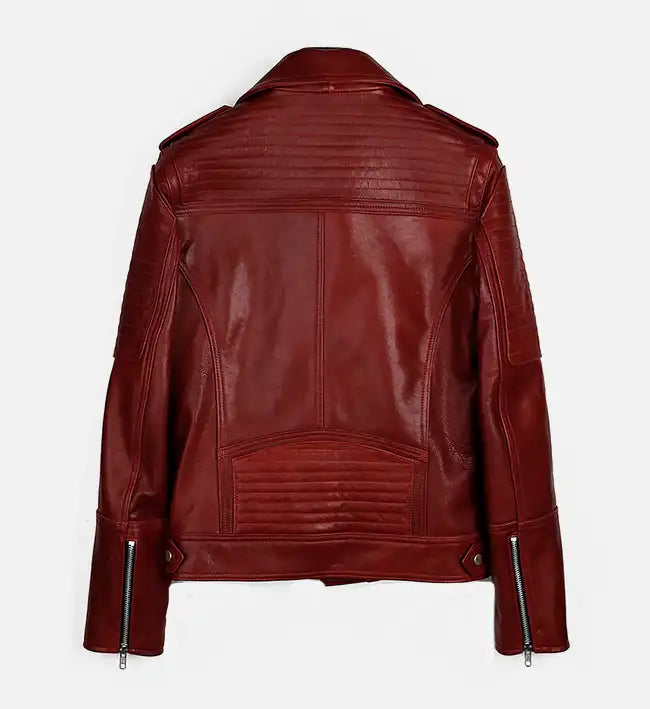 Men’s Red Runway Biker Leather Jacket.