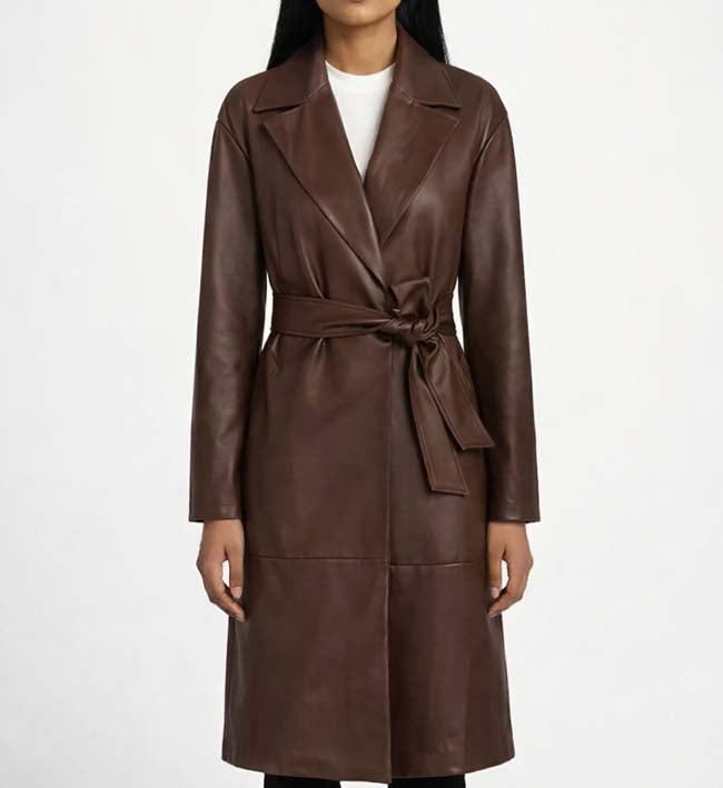 Women’s 90s Vintage Leather Long Coat.