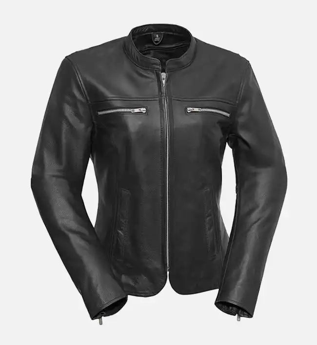 Women’s Black Biker Leather Jacket.