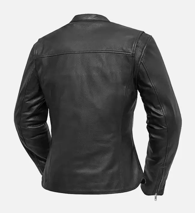 Women’s Black Biker Leather Jacket.