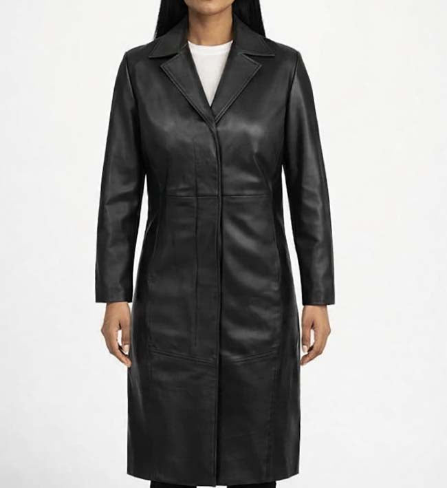 Women’s Black Leather Coat.
