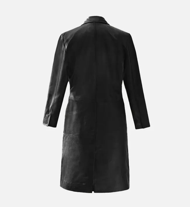 Women’s Black Leather Long Coat.