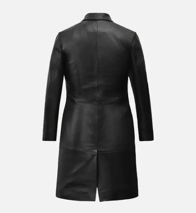 Women’s Black Leather Long Coat.