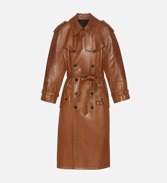 Women’s Brown Leather Long Coat.