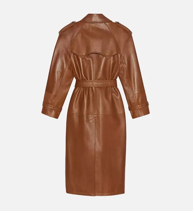 Women’s Brown Leather Long Coat.