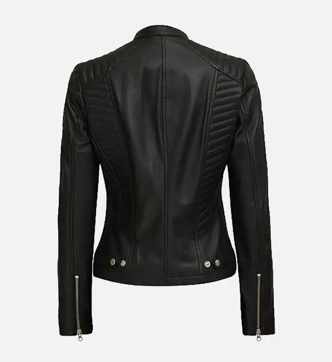 Women’s Cafe Racer Black Leather Jacket.