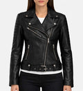 Women’s Double Stitch Leather Biker Jacket.