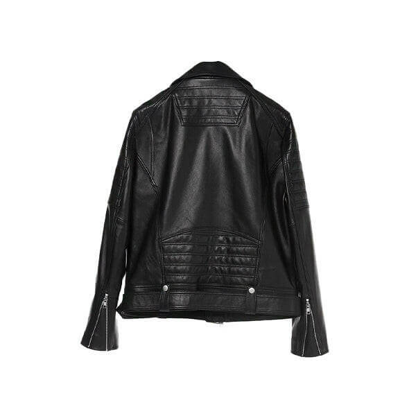 Women’s Double Stitch Leather Biker Jacket.