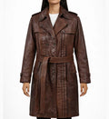 Women’s Spanish Brown Leather Long Coat.