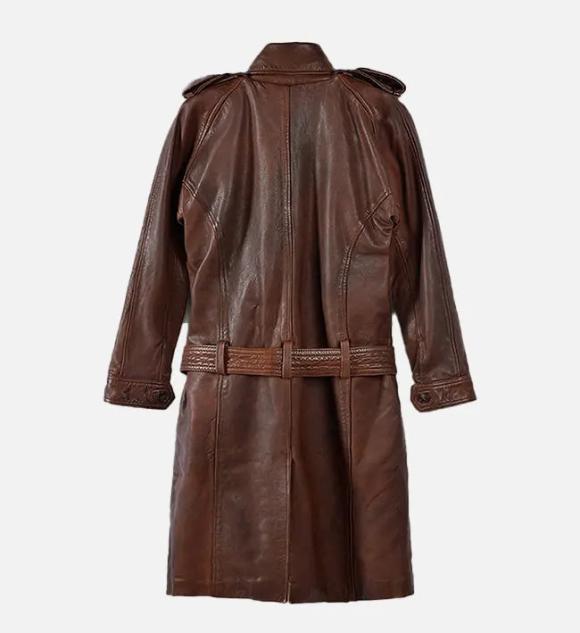 Women’s Spanish Brown Leather Long Coat.