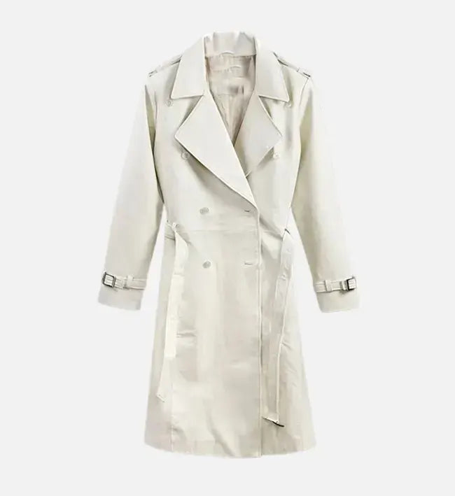 Women’s White Leather Coat.