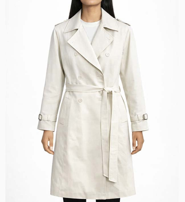 Women’s White Leather Coat.